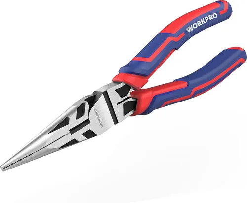 Miniatura 6 de WORKPRO Alicates de punta de aguja premium de 6 pulgadas, precisión de abrazadera de papel, acero CRV resistente, agarre suave con cortador