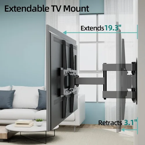 Miniatura 4 de HCMOUNTING Soporte de pared para TV al aire libre de movimiento completo resistente a la intemperie para televisores planos/curvados de 26-65