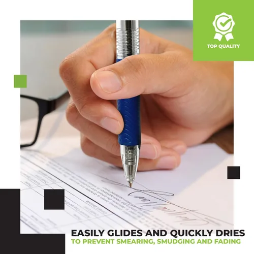 Miniatura 3 de Simply Genius Bolígrafos azules, 200 bolígrafos a granel, retráctiles, tinta azul, escritura suave y ergonómicos para tomar notas y suministros