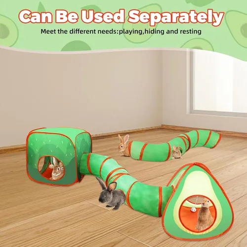 Miniatura 6 de YUEPET Túnel de conejo y cubo plegable tienda de campaña interactiva de túnel arrugado juguetes pequeños escondite de animales con pelota de juego