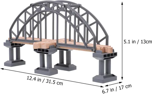 Miniatura 5 de Gadpiparty Puente de madera de la pista del tren accesorio de juguete para los niños creativo puente de tren ligero para construir diferentes