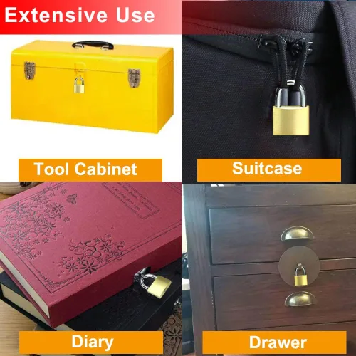 Miniatura 6 de Paquete de 12 candados de latón macizo con la misma llave, cerradura sólida con cuerpo de bloqueo (0.984 in) de ancho, candados con llave para caja