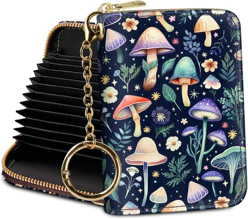 Miniatura 35 de Tarjetero Cartera RFID para Tarjetas de Crédito, Cartera Pequeña para Tarjetas para Mujeres con Llavero con Cremallera, Carteras para Tarjetas