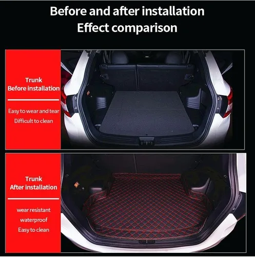 Miniatura 5 de Tapete de carga personalizado para maletero de automóvil, impermeable, antideslizante, protección para todo tipo de clima, material de cuero, Negro