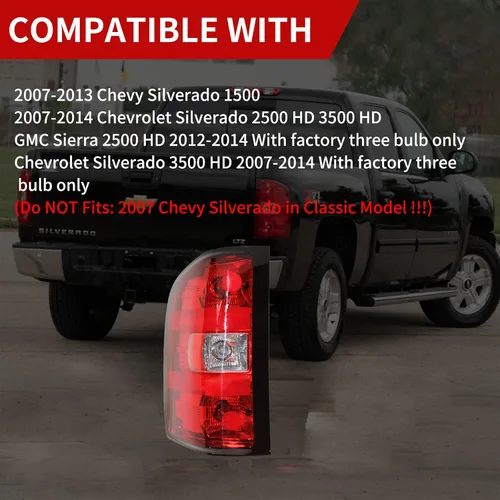 Miniatura 2 de Conjunto de luz trasera del lado del conductor para camioneta pickup Chevy Silverado estilo de fábrica 2007-2013 OE con bombillas y arnés