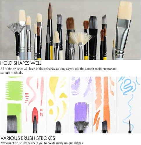 Miniatura 4 de Juego de pinceles de pintura ARTIFY, 10 piezas de pinceles para pintura acrílica con estuche, pinceles de pelo de nailon para acrílico, acuarela