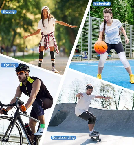 Miniatura 7 de Rodilleras HiRui para niños, jóvenes y adultos, rodilleras para baloncesto y béisbol, rodilleras de apoyo, rodilleras de compresión para evitar