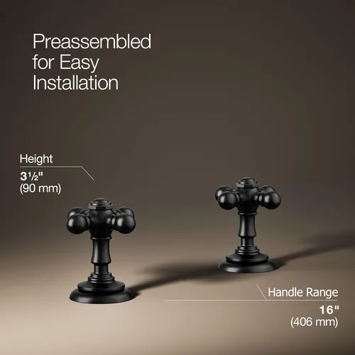 Miniatura 4 de KOHLER K-98068-3-BL Artifacts - Manijas de grifo para lavabo de baño, cruz, metal premium para mayor durabilidad, color negro mate