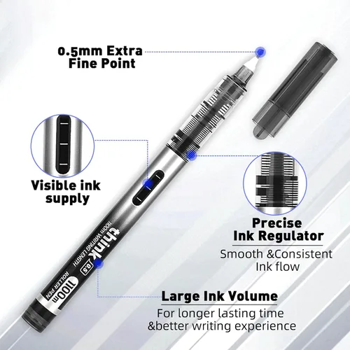 Miniatura 2 de 12 bolígrafos líquidos de punta fina de punta fina, bolígrafos de tinta negra de 0.020 in, bolígrafos de punta ultra fina, escritura suave