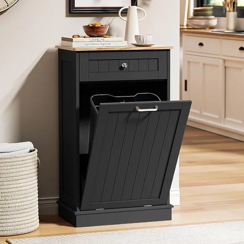 Miniatura 6 de Spurgehom Gabinete de Basura Inclinable de 13 Galones Bote de Basura de Cocina Oculto Gabinete de Basura y Reciclaje Independiente con Cajón Oculto