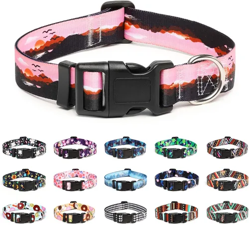 Miniatura 36 de Mercano Collar ajustable para perros - Diseños especiales con patrones, collar suave de nylon cómodo y resistente para perros pequeños, medianos