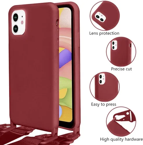 Miniatura 5 de Funda cruzada para iPhone 15, con correa para el hombro, funda de silicona suave con cordón ajustable, lindo protector de carga inalámbrica a prueba