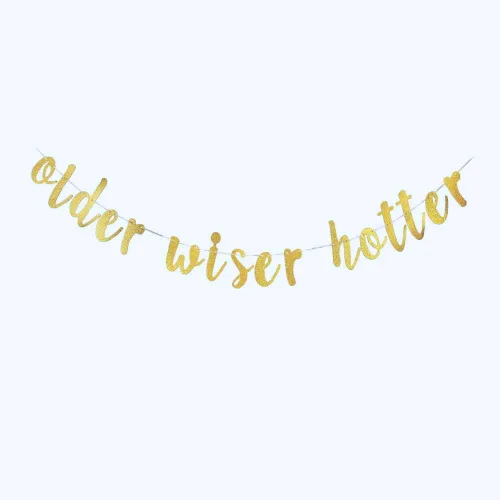 Miniatura 4 de Older Wiser - Cartel para decoración de fiesta de cumpleaños de hombres/mujeres, cartel de fiesta de aniversario, accesorios divertidos para fiesta