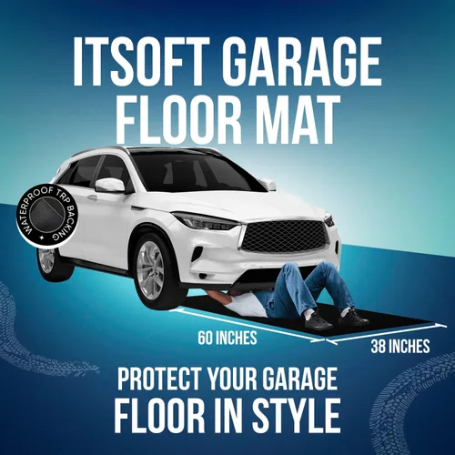Miniatura 2 de ITSOFT Alfombra de Piso de Garaje para Debajo del Automóvil 5x3 Pies, Alfombra para Derrames de Aceite y Almohadilla de Mecánico, Bandeja para Goteo