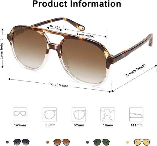 Miniatura 4 de SOJOS Gafas de sol estilo aviador polarizadas retro para mujeres y hombres, clásicos de los años 70, estilo vintage, cuadrados, estilo aviador
