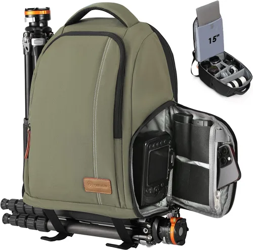 Miniatura 11 de TARION Mochilas grandes para cámara para fotógrafos, bolsa impermeable para cámara, mochila de fotografía con compartimento para laptop de 15.6 Azul