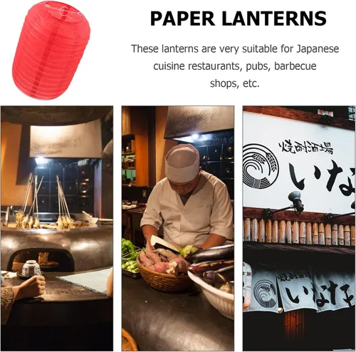 Miniatura 2 de Uonlytech Faroles de papel plegables japoneses de 7.48 x 7.48 x 11.41 pulgadas, paquete de 2 faroles decorativos para el hogar, restaurante, fiesta