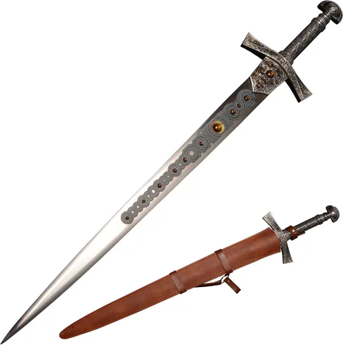 Miniatura 3 de The Game ER Sword Series: Espadas de Caballero y Espadas Gigantes de Acero Inoxidable Metálico, Vaina de Cuero