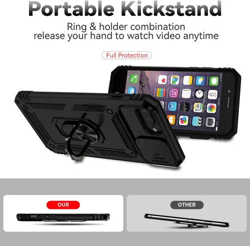 Miniatura 7 de M MAIKEZI Funda para iPhone 8 Plus, para iPhone 7 Plus, con cubierta para lente de cámara, protector de pantalla HD, protección contra caídas
