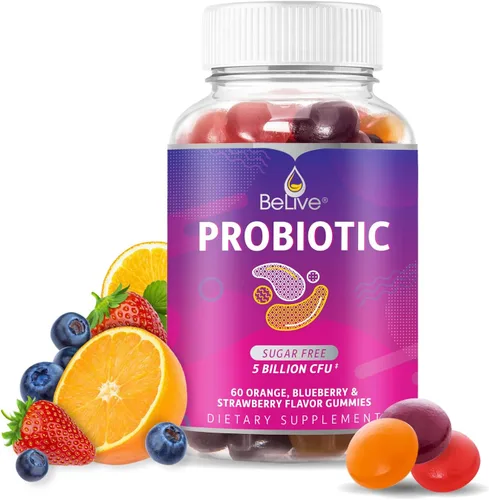 BeLive Gomitas probióticas – Probióticos con 5 mil millones de UFC para la salud digestiva, hombres, mujeres y niños – para apoyo inmunológico, sin