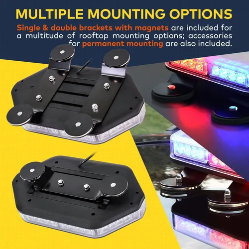 Miniatura 4 de LAMPHUS NanoFlare NFMB40 Mini barra de luz LED estroboscópica de 12" 12V 40W color morado y blanco [imán/montaje permanente] Barra de luz rotativa