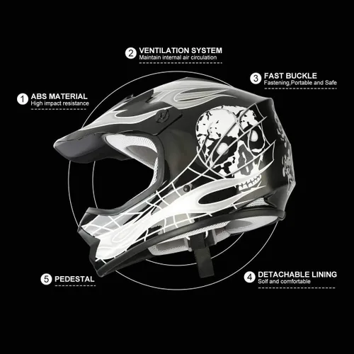 Miniatura 2 de SLMOTO - Casco DOT para niños y jóvenes, casco de motocross todoterreno, casco de motocicleta de calle, casco de bicicleta de tierra, motocross