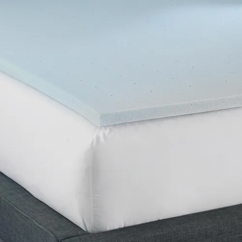 Miniatura 8 de Cubrecolchón de espuma viscoelástica de 3 pulgadas, con infusión de gel, diseño ventilado, espuma certificada CertiPUR-US, color azul