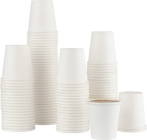 ELEGANT DISPOSABLES [Paquete de 100 tazas de café] Tazas de papel desechables de 3 onzas – Taza de café, baño, expreso, enjuague bucal