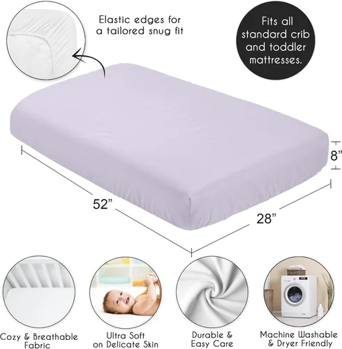 Miniatura 4 de Sweet Jojo Designs Sábanas ajustables para cuna de bebé (morado sólido) para niñas, guardería infantil, habitación de niños pequeños - Tamaño Gris