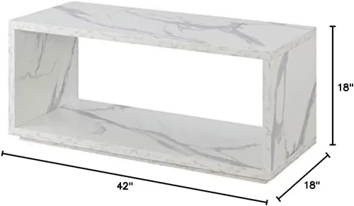 Miniatura 3 de Pemberly Row Mesa de centro cuadrada moderna en mármol blanco sintético