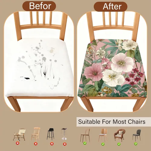 Miniatura 5 de Fundas de asiento para silla, paquete de 4 fundas impermeables elásticas para silla de comedor con lazos elásticos, extraíbles y lavables, Rosa