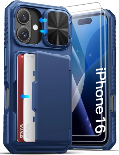 Miniatura 79 de ATATOO Funda para iPhone 17, tarjetero integrado (almacena 3-5 tarjetas) y funda para cámara deslizante y bloqueo RFID, protección de grado militar