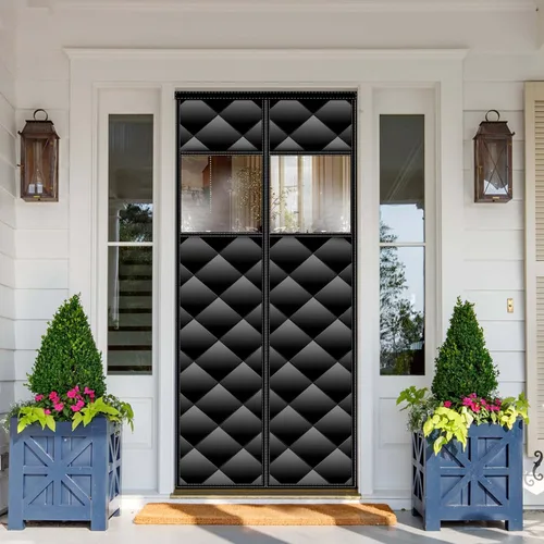 Cortina magnética con aislamiento térmico para puerta con ventanas visibles desmontables, relleno de fibra de poliéster grueso y tela Oxford
