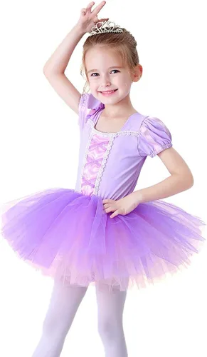 Miniatura 42 de Leotardos de ballet para niñas, con falda de tutú, manga corta, para Halloween, Navidad, fiesta, vestido elegante