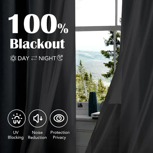 Miniatura 4 de Cortinas 100% opacas con superposición de gasa Mix and Match de doble capa, 54 pulgadas de largo, 2 paneles para dormitorio y sala de estar, azul