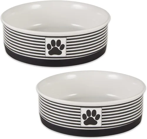 Miniatura 20 de DII Hueso seco Bol mascota de cerámica para comida & agua, con borde de silicona para antideslizante Pequeño, Mediano, Grande Perros y Gatos, L, Gris
