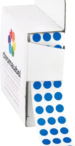 Calcomanías redondas de codificación por color; 1 pulgadas | Calcomanía permanente de 0.25 pulgadas 1000 etiquetas por caja despachadora, Azul oscuro