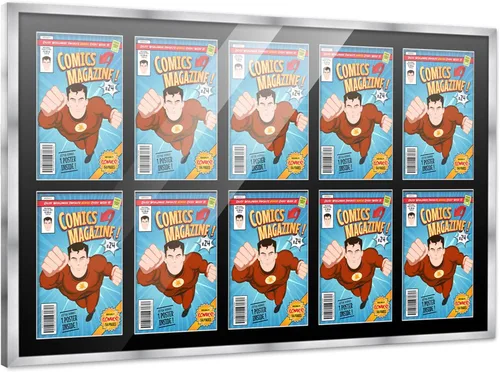 Miniatura 8 de Poster Palooza Marco de cómic con paspartú para 1 cómic de la Edad de Bronce publicado entre 1970 y 1985, marco de cómic negro para cómic de 7.25 x