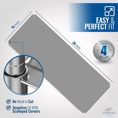 Miniatura 2 de Sterling Shelf Liners para sistema de estante de alambre: juego de 4 en grafito: 14 x 36 pulgadas: esteras de plástico para estanterías de alambre
