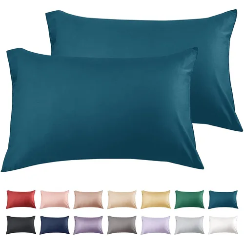 Miniatura 15 de Warmstar - Juego de 2 fundas de almohada de algodón tamaño estándar, 600 hilos, fundas de 20 x 26 pulgadas, algodón suave de fibra larga Placid Blue