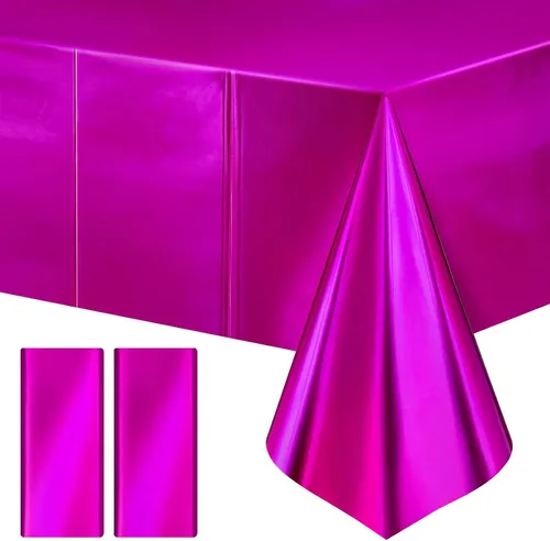 Miniatura 11 de Just Shimmer 2 piezas Mantel de Plástico Oro Rosa - Impresionante Acabado Mate Metálico, 40" x 108" Mantel para Mesa de Despedida de Soltera