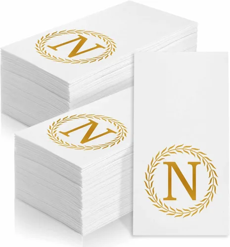 Miniatura 11 de 100 servilletas desechables con monograma de oro, toallas de mano decorativas con letra H, servilletas de cena para invitados, toallas de mano