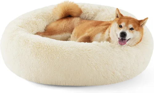 Miniatura 81 de Bedsure - Cama relajante para perro mediano, lavable, tipo dona, cama para gato, antideslizante, redonda, afelpada, mullida, de piel sintética