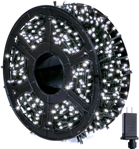 Miniatura 28 de JMEXSUSS 500 luces LED azules de Navidad al aire libre, 173 pies, 8 modos, tira de luces de Navidad, impermeable, luz LED azul para árbol enchufable