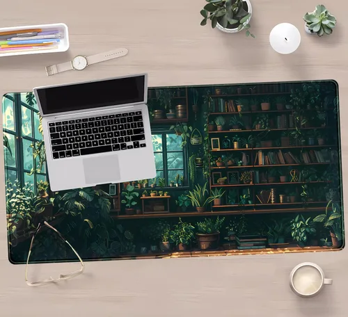 Miniatura 5 de Alfombrilla de escritorio de plantas verdes para juegos, alfombrilla de escritorio extra grande, alfombrilla de mouse de escritorio XXL, alfombrilla