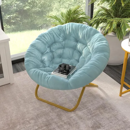 Miniatura 12 de EMMA + OLIVER Ersa - Silla plegable de gran tamaño de 38 pulgadas con tapicería de piel sintética acogedora en negro con marco de metal negro