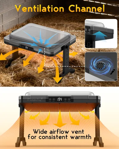 Miniatura 3 de Magicfly - Plato de criador para pollitos ajustable de 200 W con temperatura y temporizador, diseño seguro que cumple con UL, calentador radiante