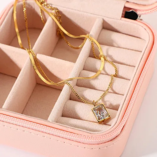 Miniatura 6 de Yonhi 2 collares de capas chapados en oro para mujer, gargantillas de cadena de serpiente, cadenas de espiga de eslabones planos con colgantes