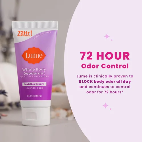 Miniatura 5 de Lume Desodorante de cuerpo entero, paquete de 5 muestras – Minis de crema invisible – Control de olores de 72 horas – Sin aluminio ni bicarbonato