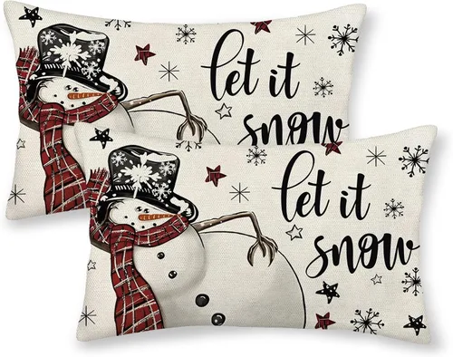 Miniatura 29 de Fundas de almohada navideñas de 18x18 pulgadas, paquete de 2, cuadros búfalo rojo y negro con ciervo, fundas de almohada decorativas, decoración